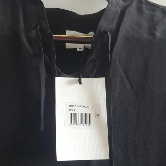 NWT Sezane Size 38 Robe Charlotte Silk black dress - Picture 4 of 6